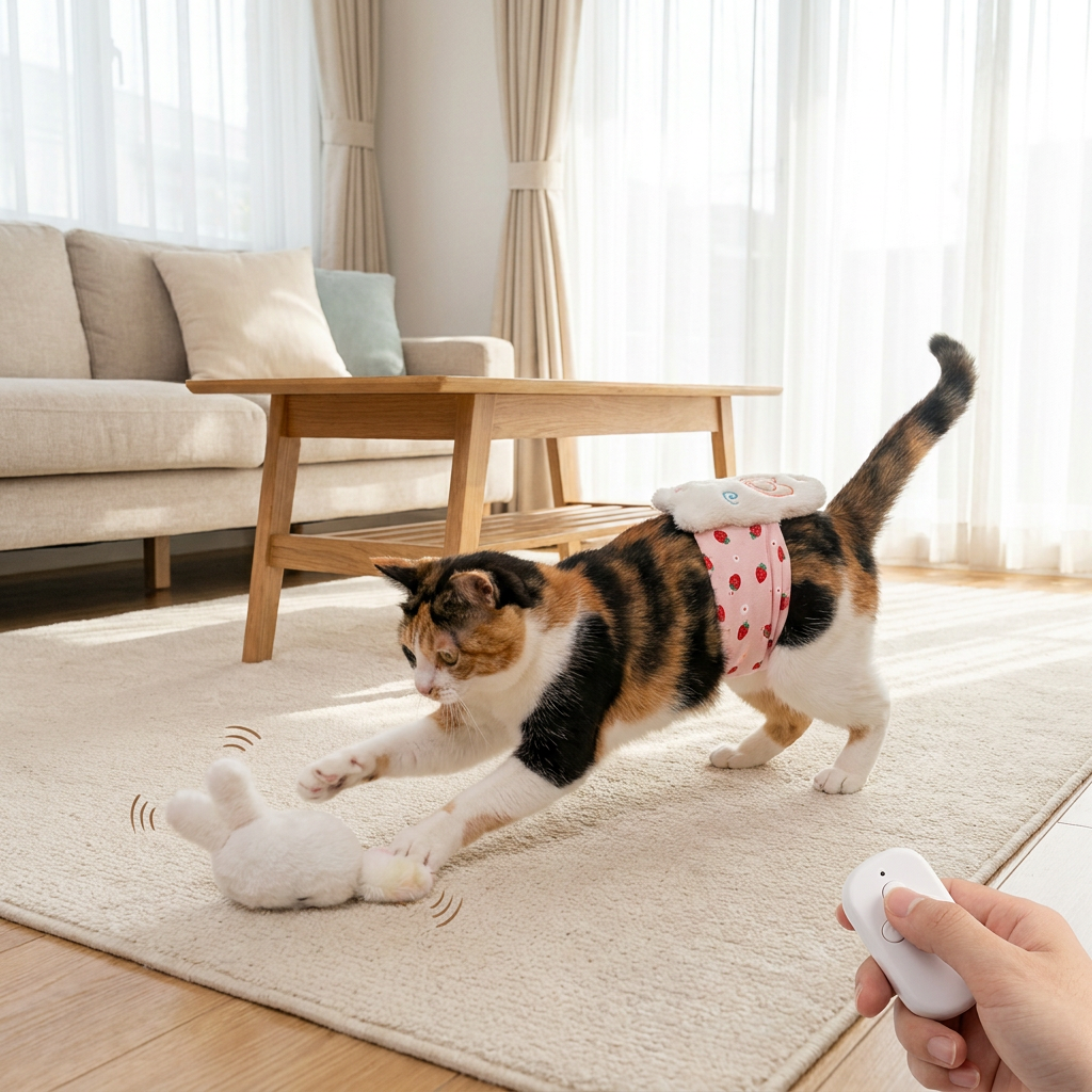 Interaktives Fernbedienungs Katzenspielzeug mit Beweglichem Schwanz und Verspielter Bewegung