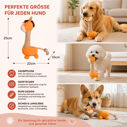 Robustes Plüsch-Hundespielzeug mit Baumwollseil, Quietscher und Zahnreinigungsfunktion