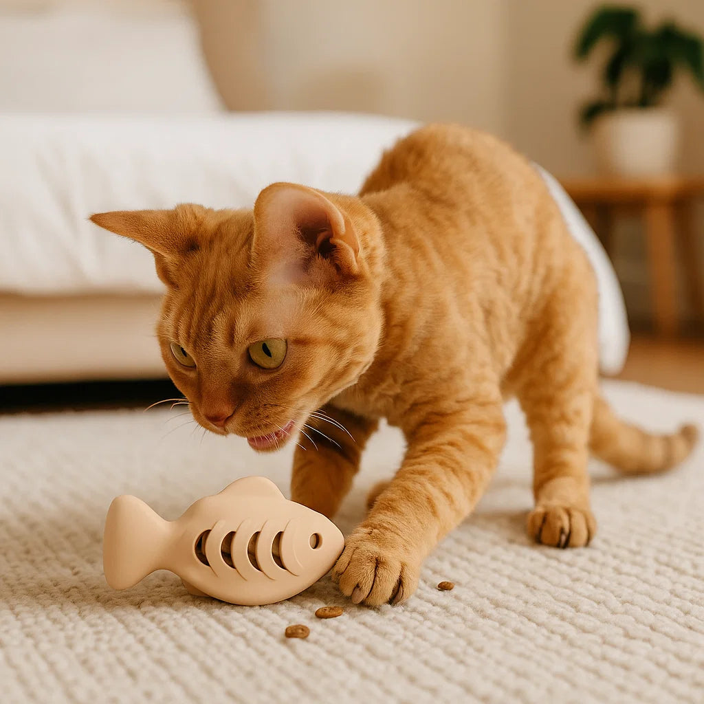 Zahnreinigender Kau- & Knabber Fisch – Interaktiver Snackspender aus Silikon für Katzen
