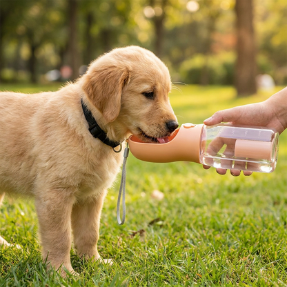 3 in 1 tragbare Hundeflasche mit Futterbehälter und Kotbeutelhalter