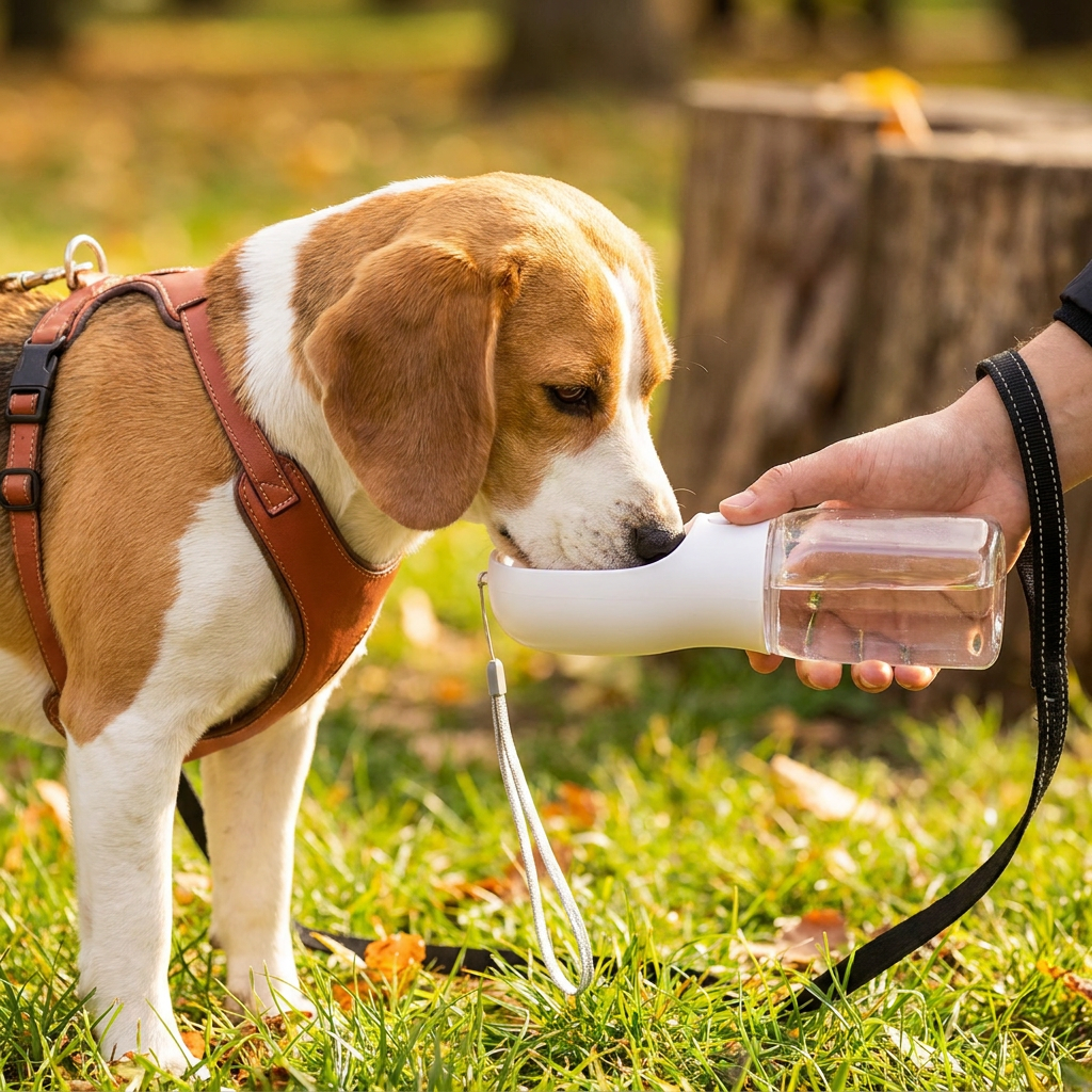 3 in 1 tragbare Hundeflasche mit Futterbehälter und Kotbeutelhalter