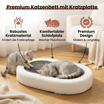 Premium Katzenbett mit Kratzplatte