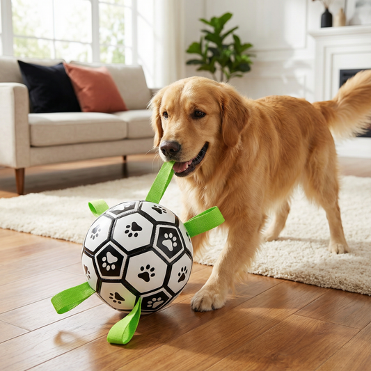 Robuster Hundespielball mit Zuggriffen