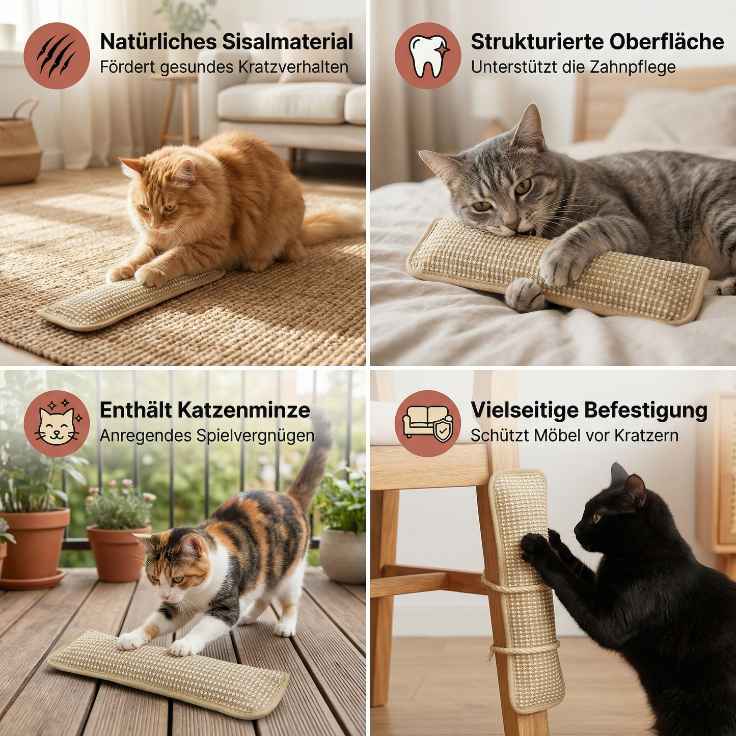 Natürliches Katzenminze Spiel Kratzpad aus Hanfseil für Krallen- und Zahnpflege