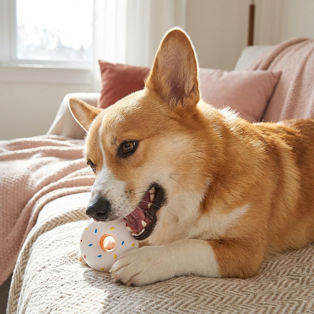 Buntes Donut-Quietschspielzeug für Hunde