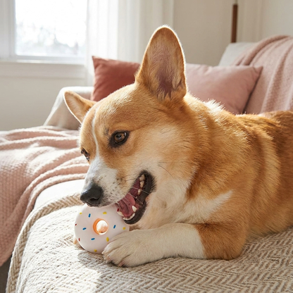 Buntes Donut-Quietschspielzeug für Hunde