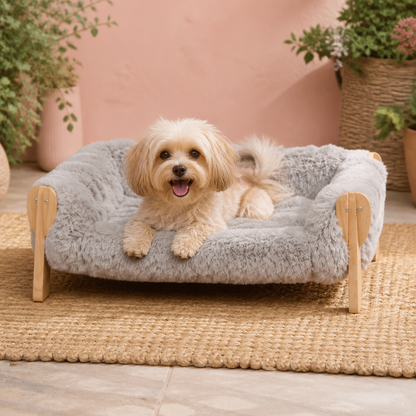 Luxuriöses, erhöhtes Hundebett aus Massivholz