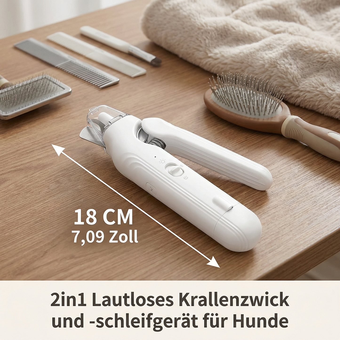 2in1 Lautloses Krallenzwick und -schleifgerät für Hunde – Leise, Wiederaufladbar & Schonend