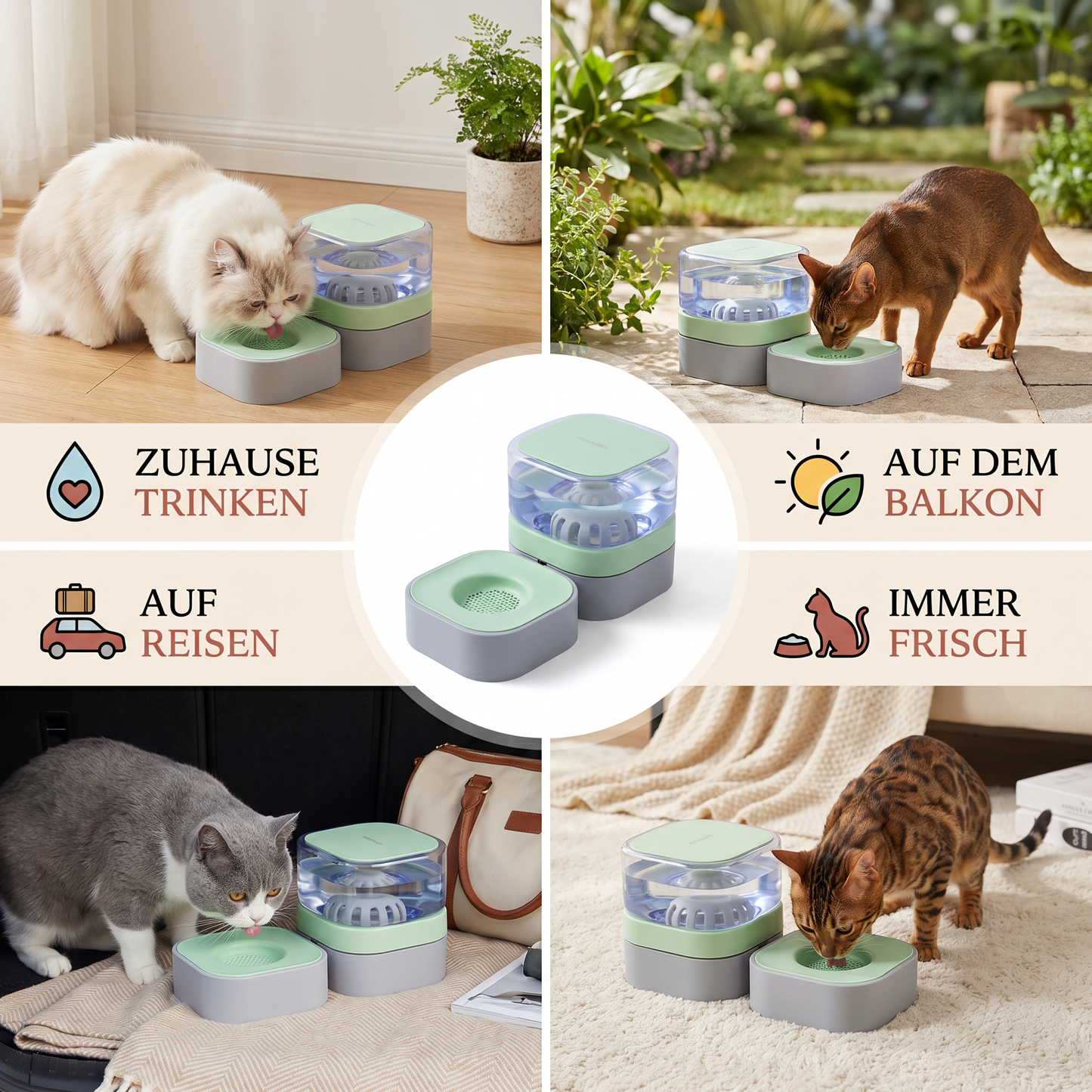 Automatischer Tragbarer Wasserspender für Katzen