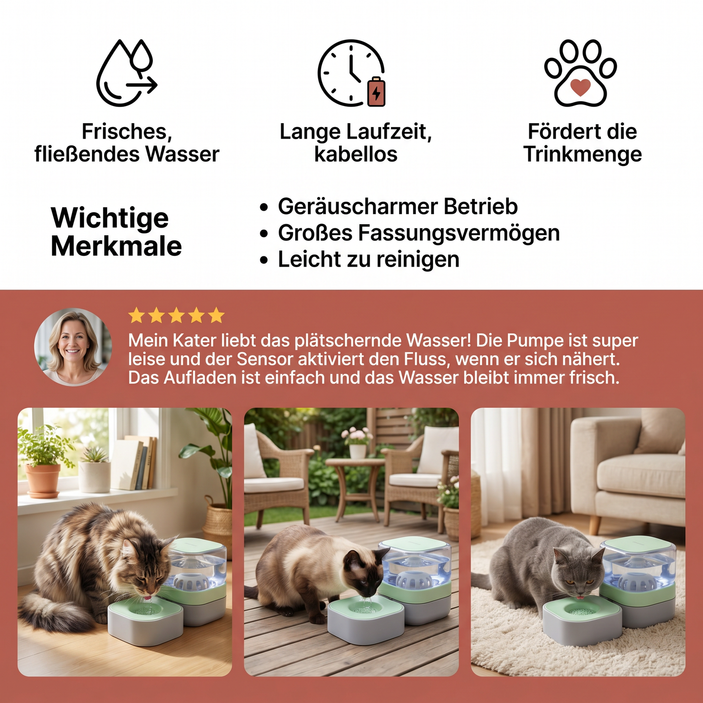 Automatischer Tragbarer Wasserspender für Katzen